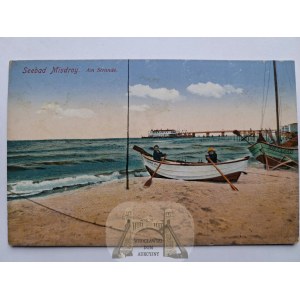 Międzyzdroje, Misdory, plaża, łódź wiosłowa, ok. 1915