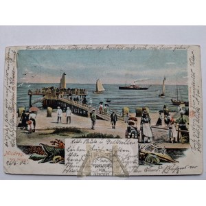 Międzyzdroje, Misdory, pláž, molo, 1902