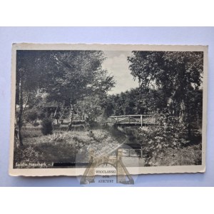 Myślibórz, Soldin, park, bridge, ca. 1930 (sent in 1948)