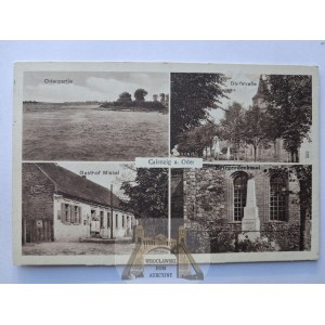 Kaleńsko near Myślibórz, street, inn, monument, ca. 1930