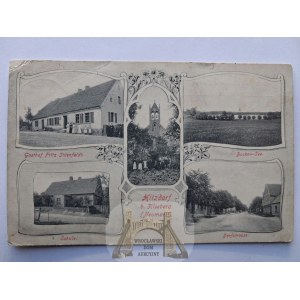 Objezierze near Choszczno, an inn, a street, a school, ca. 1908