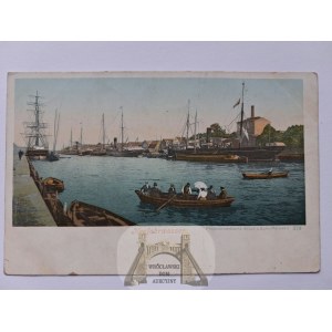 Gdańsk, Danzig, Nowy Port, łódki, statki ok. 1900