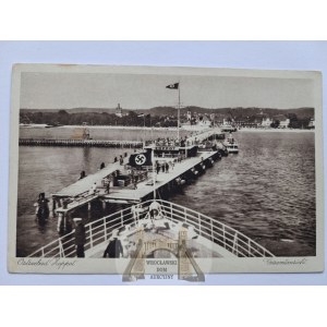 Sopot, Zoppot, pier, Nazi flags, 1935