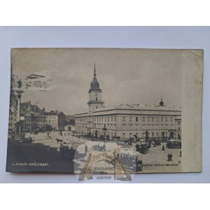 Warsaw, Royal Castle, horse-drawn trams, ca. 1900
