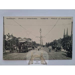 Warsaw, Praga, Aleksandrowska Street, tram, ca. 1900