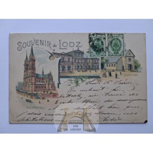 Łódź, lithograph, 3 views, 1903