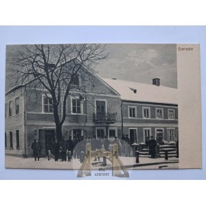 Sieradz, a building, soldiers, ca. 1915