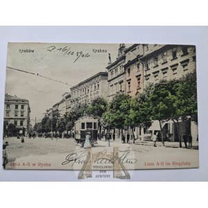 Kraków, Rynek, linia A-B, tramwaj 1906