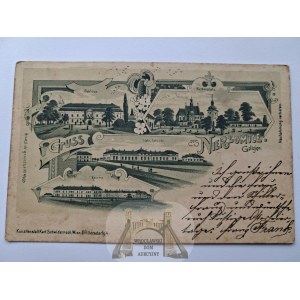 Niepołomice, lithograph, 4 views, 1900