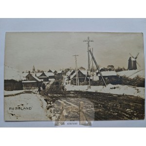 Lithuania, Rymszany, Rimšė, street, windmill, photograph, ca. 1916