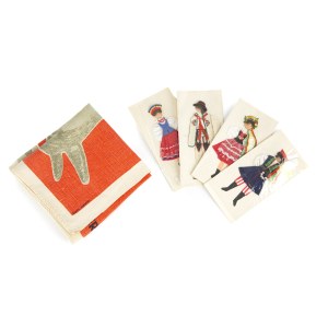 Danuta Dybowska, Ceramics and Pottery: Polish Folk Art Shawl and Folk Costumes Four-Card Set