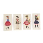 Danuta Dybowska, Ceramics and Pottery: Polish Folk Art Shawl and Folk Costumes Four-Card Set