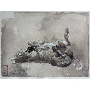 Jerzy Duda-Gracz, Scène avec un cheval qui se roule par terre, 1999
