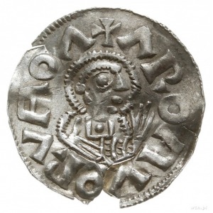 denar, przed 1034; Aw: Krzyż z kulkami w kątach, IΛROMI...