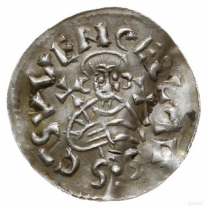 denar 1012-1034, mennica Praga; Aw: Popiersie z proporc...