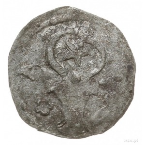 anonimowy denar srebrny z początku XV w.; Aw: Głowa woł...