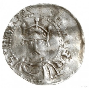 denar 1002-1024; Aw: Popiersie króla na wprost, Rw: Nap...