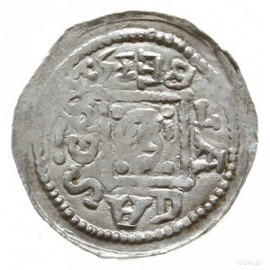 denar z lat 1146-1157; Aw: Książę z mieczem trzymanym p...