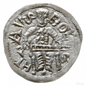 denar z lat 1146-1157; Aw: Książę z mieczem trzymanym p...