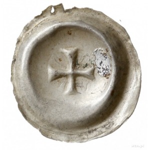 brakteat ok. 1416-1460; Krzyż grecki z rozdwojonymi ram...