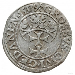 grosz 1537, Gdańsk; głowa króla w czepcu pod koroną; Ko...