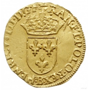 écu d’or au soleil 1580 B, Rouen; Aw: Trzy lilie w tarc...