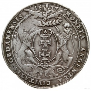 talar 1637, Gdańsk; Aw: Popiersie króla na wprost, woko...