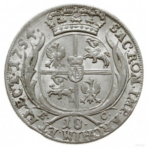 ort 1754 EC, Lipsk; małe popiersie króla z owalnym, gła...