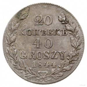 20 kopiejek = 40 groszy 1844 MW, Warszawa; Plage 391, B...