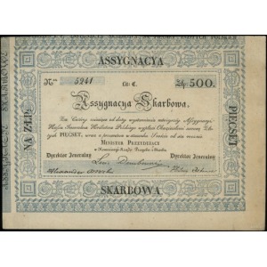 asygnacja skarbowa na 500 złotych z 1831 r; numeracja 5...