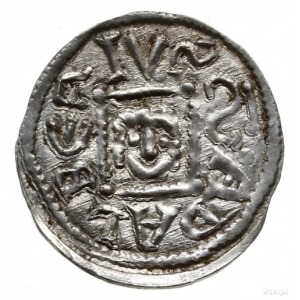 denar z lat 1146-ok.1152; Aw: Książę z mieczem trzymany...