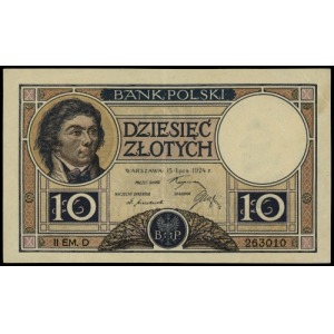 10 złotych 15.07.1924; II emisja, seria D, numeracja 26...