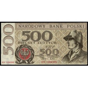 500 złotych 2.01.1965; seria KH, numeracja 1204395; nie...