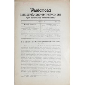 Wiadomości numizmatyczno-archeologiczne, Nr 1, styczeń, Kraków 1917.