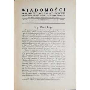 Wiadomości numizmatyczno-archeologiczne, Rocznik 1926, Kraków 1926.