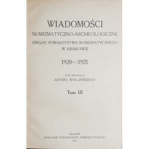 Wiadomości numizmatyczno-archeologiczne, Rocznik 1920-1921, Kraków 1921.
