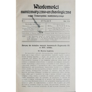 Wiadomości numizmatyczno-archeologiczne, rocznik 1916, Kraków 1916.