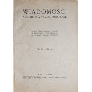 Wiadomości numizmatyczno-archeologiczne, Rocznik 1927, Kraków 1929.