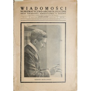 Wiadomości numizmatyczno-archeologiczne, Rocznik 1924, Kraków 1924.