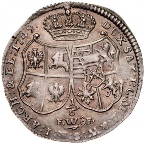 August III 1733-1763, 1/6 talara 1749, Drezno.