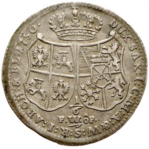 August III 1733-1763, 1/6 talara 1750, Drezno.