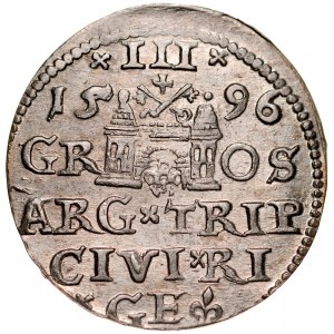 Zygmunt III 1587-1632, Trojak 1596, Ryga.