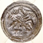 Bolesław III Krzywousty 1107-1138, Denar, Av.: Walka ze smokiem, Rv.: Krzyż, między ramionami gwiazdki.