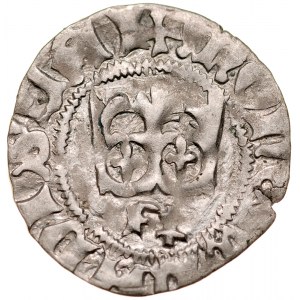 Władysław Jagiełło 1386-1434, Półgrosz, Kraków, Av.: Korona, pod nią litera F i podwójny krzyż, Rv.: Orzeł jagielloński.