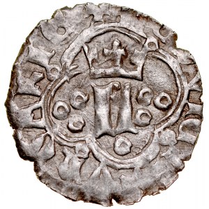 Ludwik Węgierski 1370-1382, Kwartnik ruski, Av.: Ukoronowana litera L, Rv.: Korona.