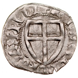 Henryk von Plauen 1410-1413, Szeląg, Av.: Tarcza wielkiego mistrza, Rv.: Tarcza krzyżacka.