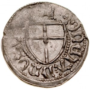 Marcin Truchsess von Wetzhausen 1477-1489, Szeląg, Av.: Tarcza wielkiego mistrza, Rv.: Tarcza krzyżacka.