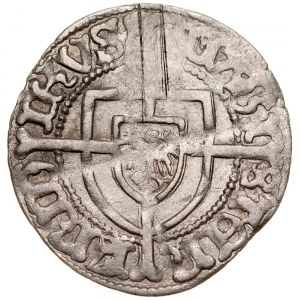 Fryderyk von Sachsen 1498-1510, Grosz, Av.: Tarcza wielkiego mistrza, Rv.: Tarcza krzyżacka.