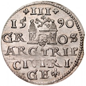 Zygmunt III 1587-1632, Trojak 1590, Ryga, R!.