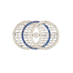 Brooch with diamonds and sapphires, Art Deco, 1920s–1930s